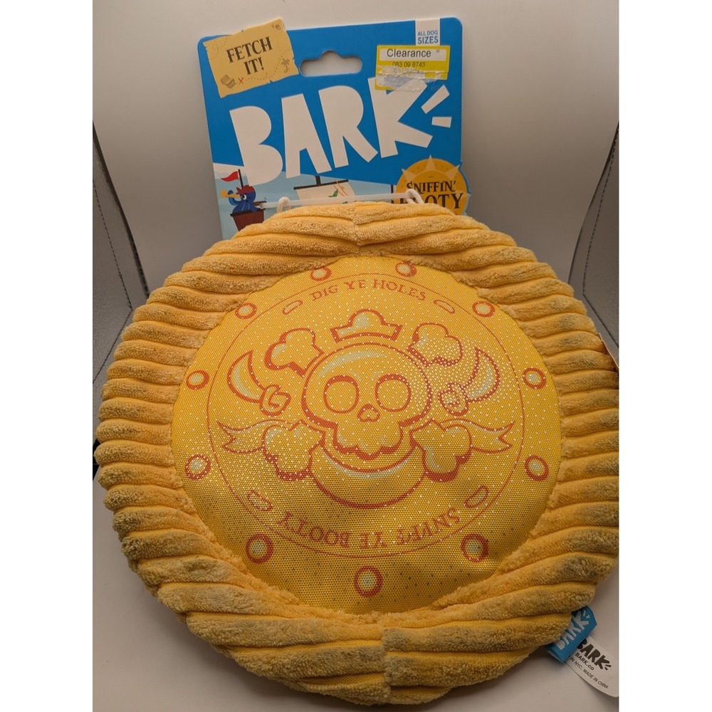 BARK Dog Toy All Sizes Yellow New Golden Dogbloon Pirate Crinkle Unstuffed Rope